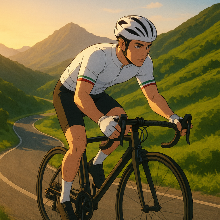 Un ciclista solitario sube una carretera montañosa en la Etapa 6 del Tour Auvergne - Rhône-Alpes.
